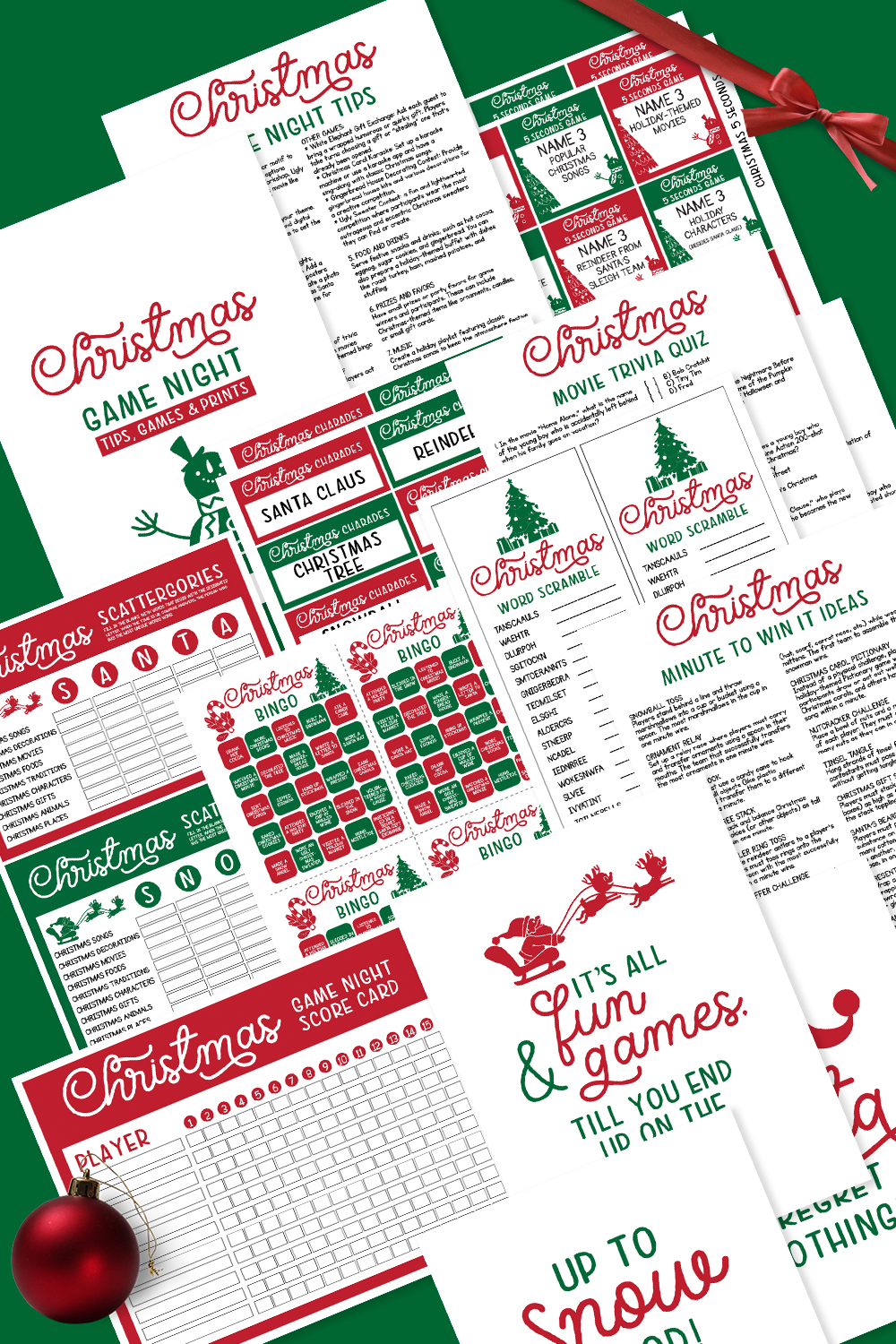 Christmas Game Night Printables for Free Printable Game Night Invitations